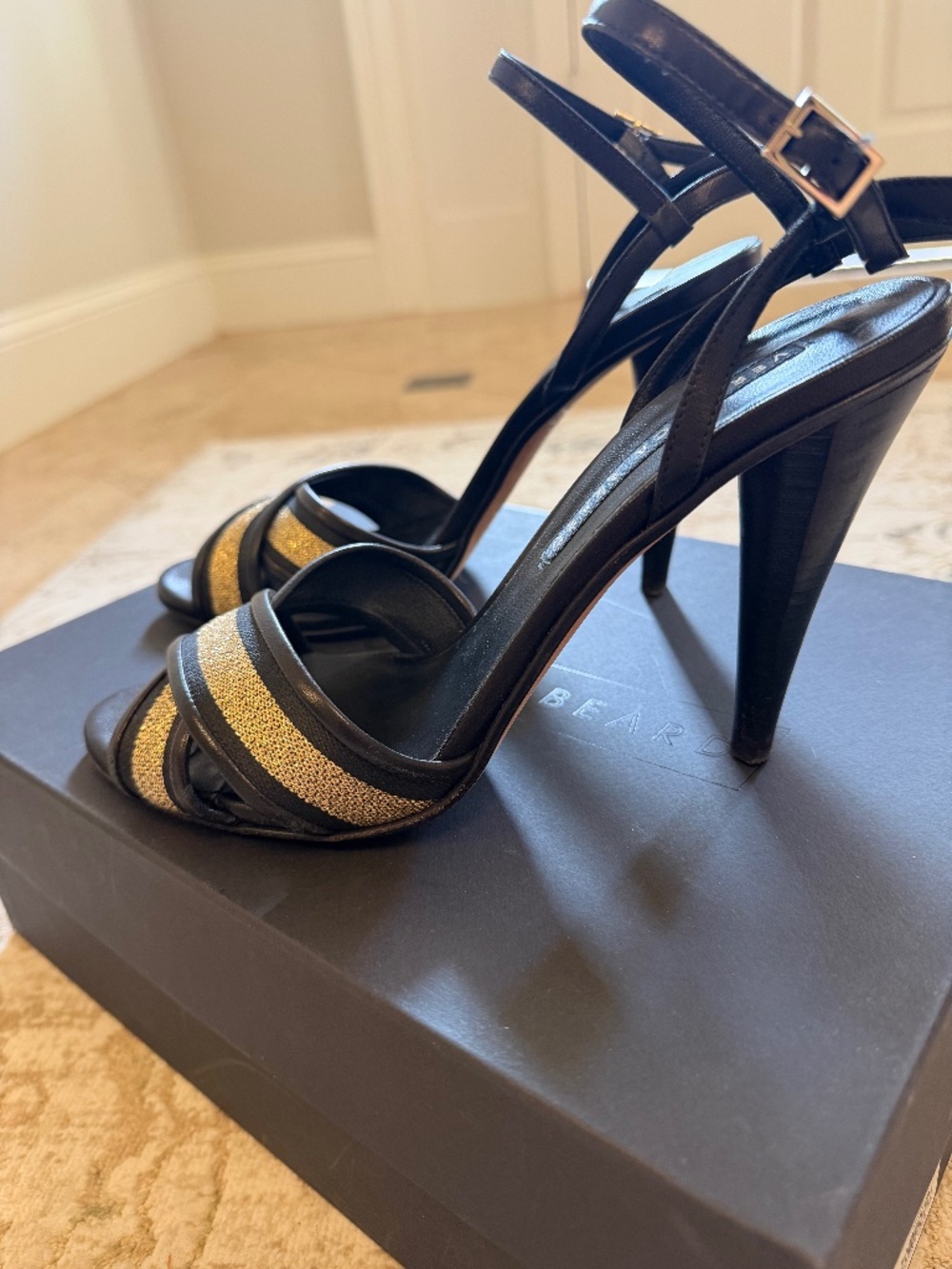 Veronica Beard black and gold heels